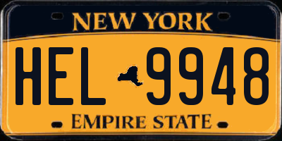 NY license plate HEL9948