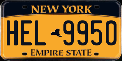 NY license plate HEL9950