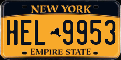 NY license plate HEL9953