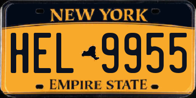 NY license plate HEL9955