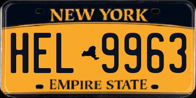 NY license plate HEL9963