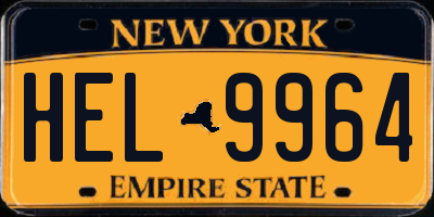 NY license plate HEL9964