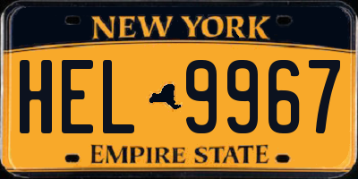 NY license plate HEL9967