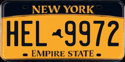 NY license plate HEL9972