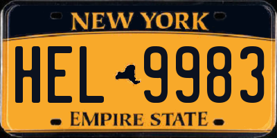 NY license plate HEL9983