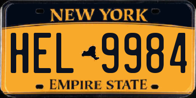 NY license plate HEL9984