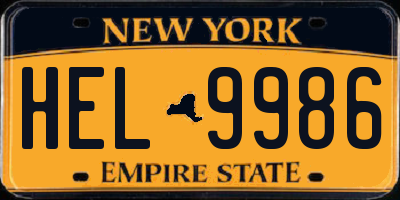 NY license plate HEL9986