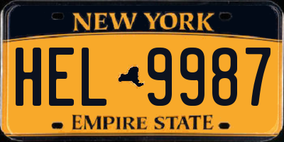 NY license plate HEL9987