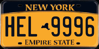 NY license plate HEL9996