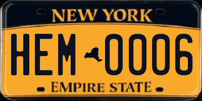 NY license plate HEM0006