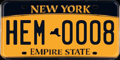 NY license plate HEM0008
