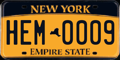 NY license plate HEM0009