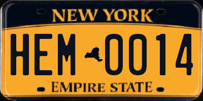 NY license plate HEM0014