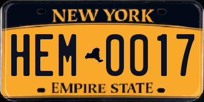 NY license plate HEM0017