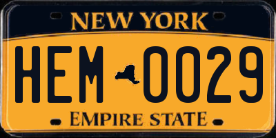 NY license plate HEM0029