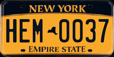NY license plate HEM0037