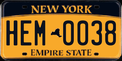 NY license plate HEM0038