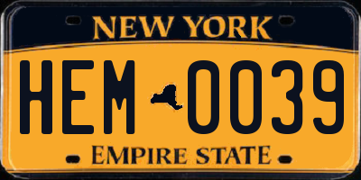 NY license plate HEM0039