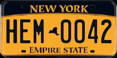 NY license plate HEM0042
