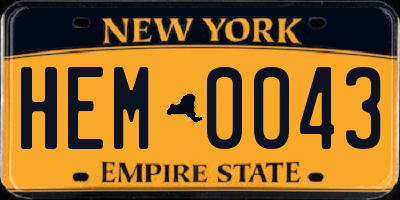 NY license plate HEM0043
