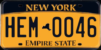 NY license plate HEM0046