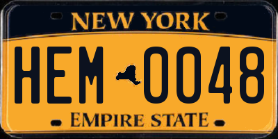 NY license plate HEM0048