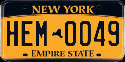 NY license plate HEM0049