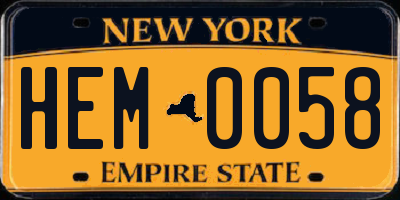 NY license plate HEM0058