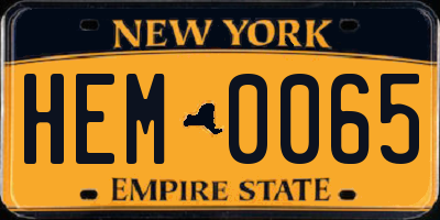 NY license plate HEM0065