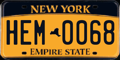 NY license plate HEM0068