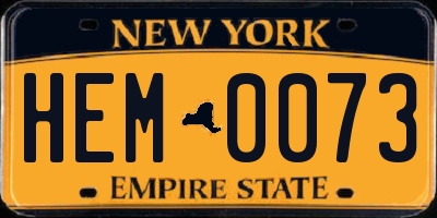 NY license plate HEM0073