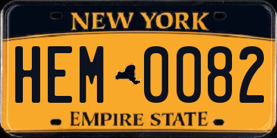 NY license plate HEM0082