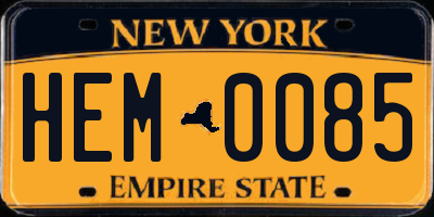 NY license plate HEM0085