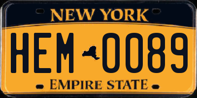 NY license plate HEM0089