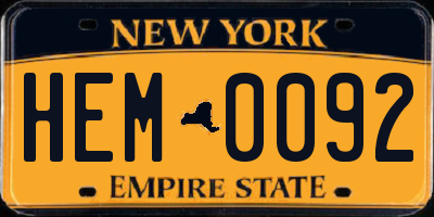 NY license plate HEM0092