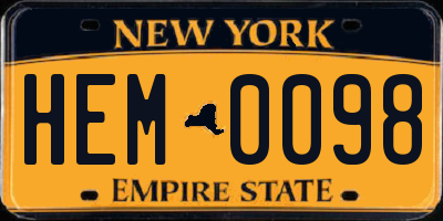 NY license plate HEM0098