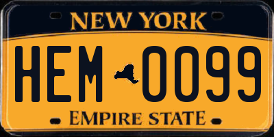 NY license plate HEM0099
