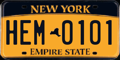 NY license plate HEM0101