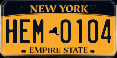 NY license plate HEM0104