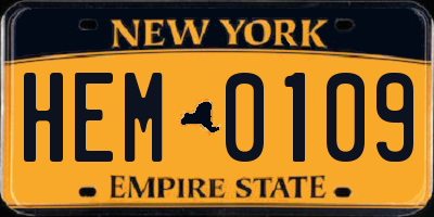 NY license plate HEM0109
