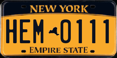 NY license plate HEM0111