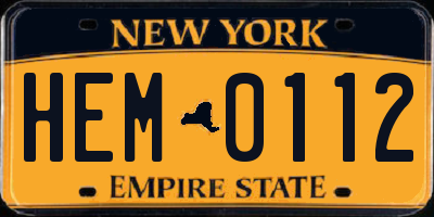 NY license plate HEM0112