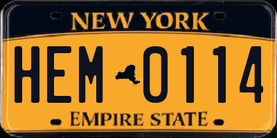 NY license plate HEM0114