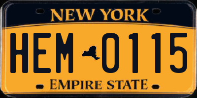 NY license plate HEM0115