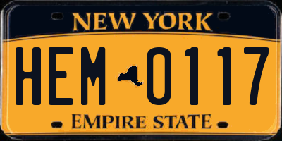 NY license plate HEM0117