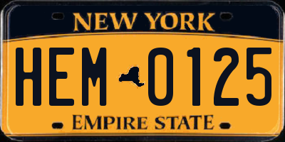 NY license plate HEM0125