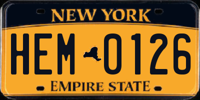 NY license plate HEM0126