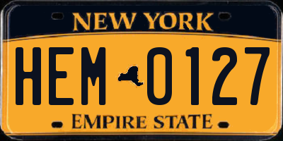 NY license plate HEM0127