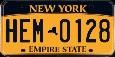 NY license plate HEM0128