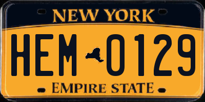 NY license plate HEM0129